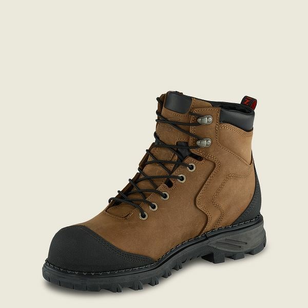 Brown / Black Red Wing Burnside 6-inch Waterproof Men's Safety Toe Boots | RedRing740