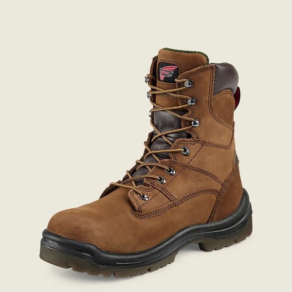 Brown Red Wing King Toe 8-inch Waterproof Soft Toe Boot Men's Work Boots | RedRing314