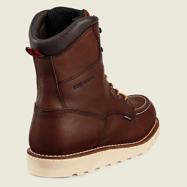 Brown Red Wing Traction Tred 8-inch Waterproof Men's Safety Toe Boots | RedRing876