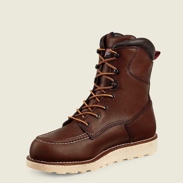 Brown Red Wing Traction Tred 8-inch Waterproof Men's Safety Toe Boots | RedRing876