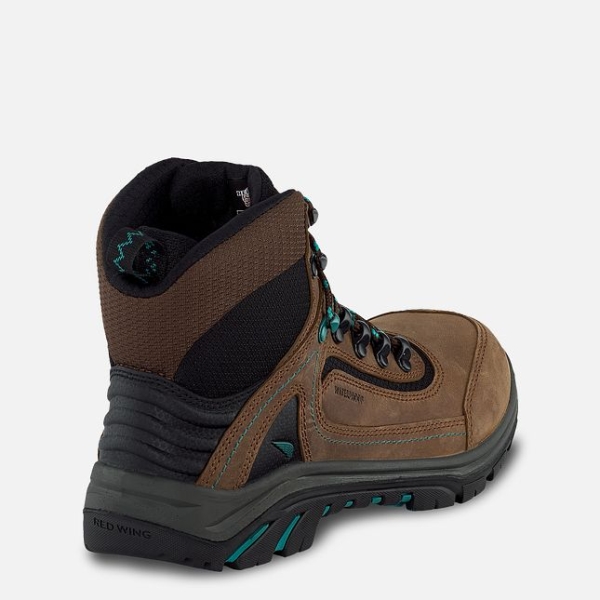 Brown / Turquoise Red Wing Tradeswoman 6-inch Waterproof Women's Safety Shoes | RedRing802