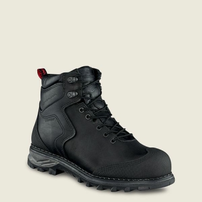 Black Red Wing Burnside 6-inch Waterproof Safety Toe Boot Men's Work Boots | RedRing585