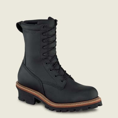 Black Red Wing Loggermax 9-inch Waterproof Men's Safety Toe Boots | RedRing786