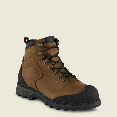 Brown / Black Red Wing Burnside 6-inch Waterproof Men's Safety Toe Boots | RedRing740