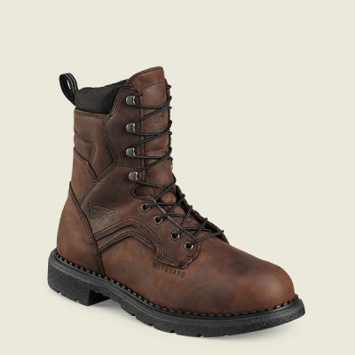 Brown Red Wing SuperSole 8-inch Waterproof Metguard Boot Men's Safety Toe Boots | RedRing459