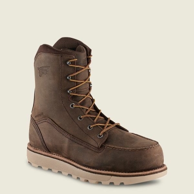 Brown Red Wing Traction Tred Lite 8-inch Waterproof Safety Toe Boot Men's Work Boots | RedRing161